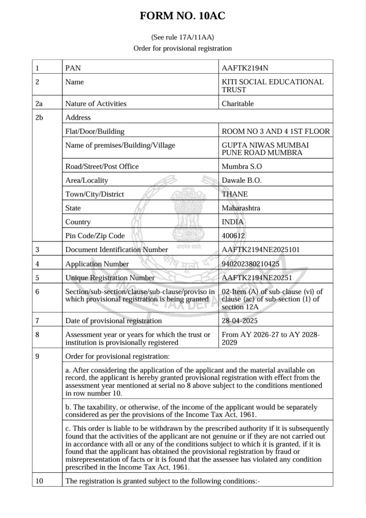 12A of KITI social Educational Trust